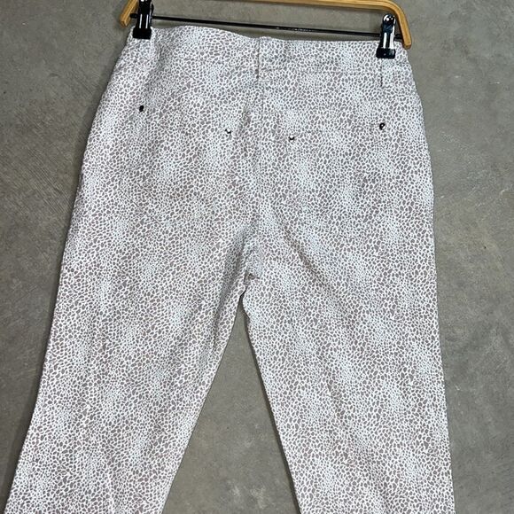 WHITE/ Light Brown Cheetah Print Skinny Jeans Tanjay Petites Size 8 P - Picture 6 of 6